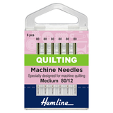 Hemline Sewing Machine Needles: Quilting: Medium 80/12: 6 Pieces