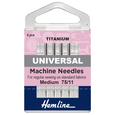 hemline sewing machine needles: universal: titanium: 4 pieces