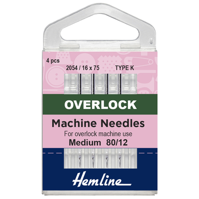hemline singer overlock/serger machine needles: type k: 80/12: 4 pieces