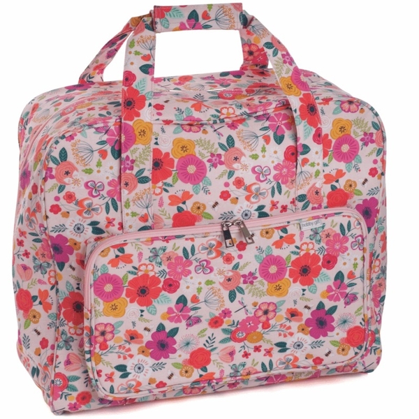 HobbyGift MR4660_569 | Sewing Machine Bag | Matt PVC | Pink Floral Garden Sewing Machine Bags 