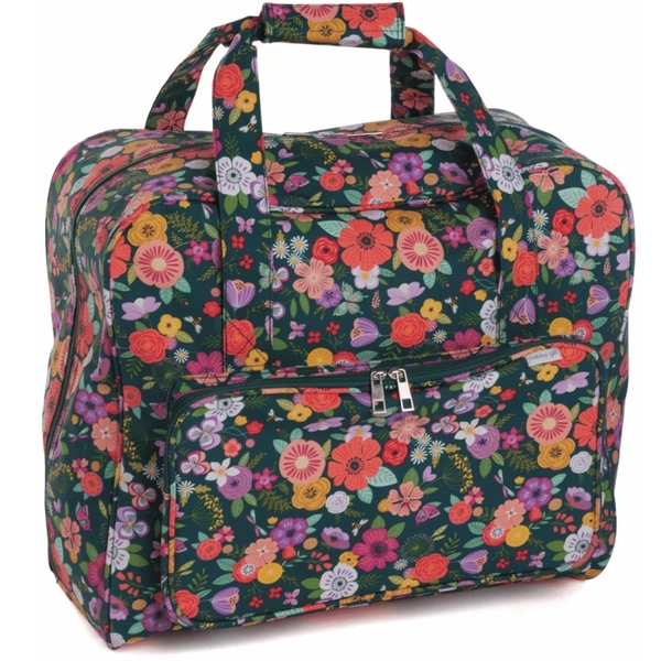 HobbyGift MR4660_575 | Sewing Machine Bag | Matt PVC | Teal Floral Garden Sewing Machine Bags 
