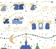 Holiday Minis Nativity on White Fabric