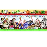 Hungry Animal Alphabet Scenic Stripe Fabric Panel