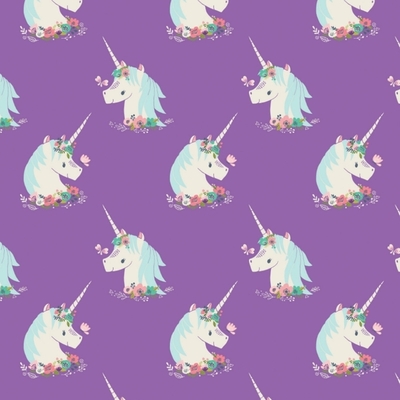 I Believe In Unicorns On Purple Fabric