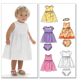McCalls M6015/OS | Infants Lined Dresses Panties And Headband | Size (SML-MED-LRG-XLG) | Sewing Pattern