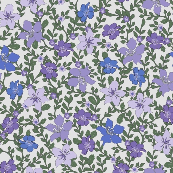 Ivys Flowers Purple Fabric 