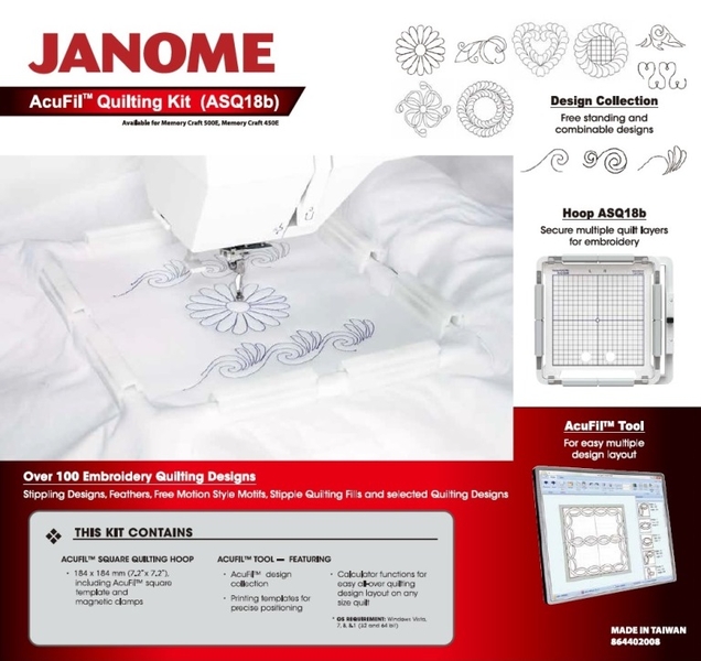 Janome AcuFil Quilting Kit ASQ18b Janome Embroidery Hoops & Attachments