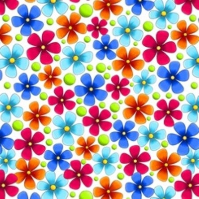 Jubilee Rainbow Floral on White Fabric