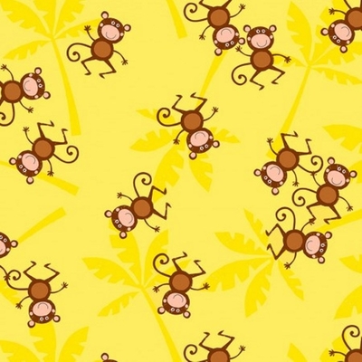 Jungle Jam Brown Monkeys On Yellow Fabric