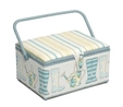 Garden Decorated Blue Large Sewing Box 