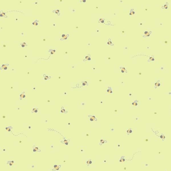 Little Buggers Bumblebees on Light Green Fabric 