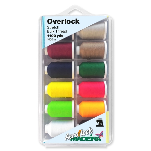 Madeira 8095U | Aerolock Overlock Thread | 12 x 1000m: Assorted Miniking Spools 