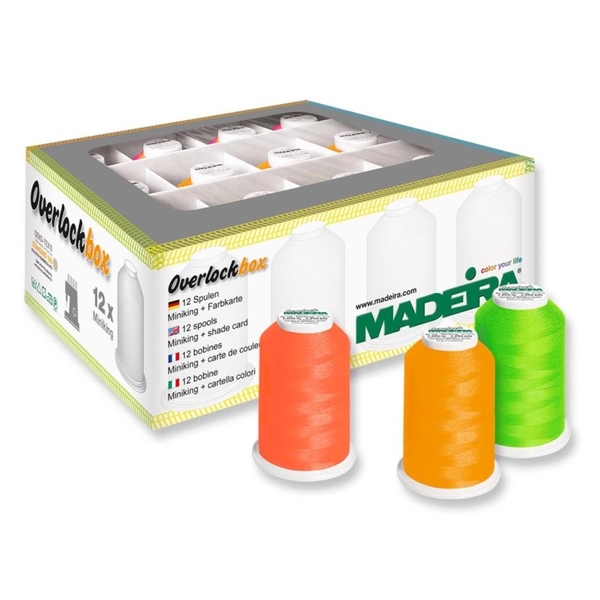 Madeira 9203 | Aerolock No.125 | 12 x 1200m: Neon Colours Miniking Spools 