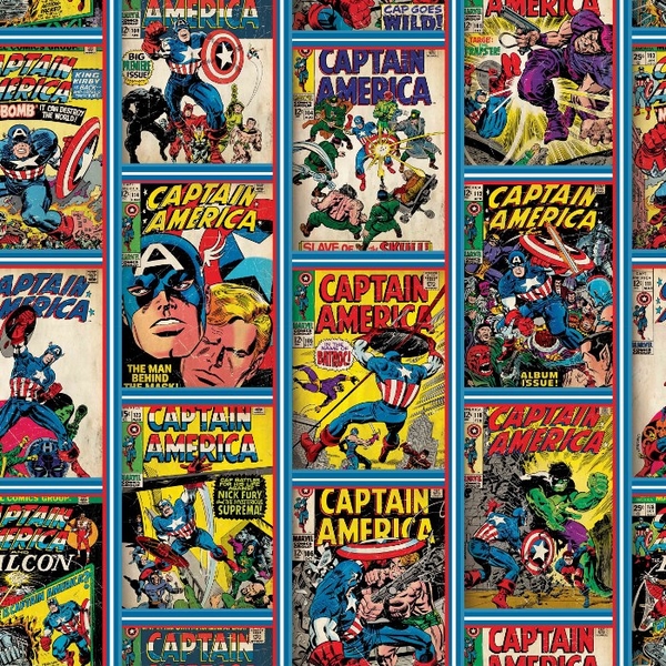 Marvel Comics Captain America Comic Strip Fabric