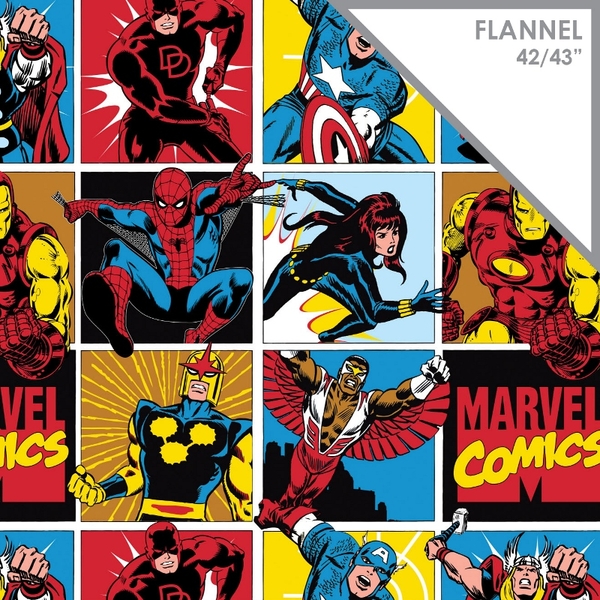 Marvel Comics Collection #2 Comic Blocks Flannel Fabric Flannel