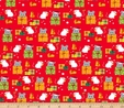Meowy Christmas Multi Mice & Gifts on Red Fabric  2