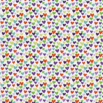 mini multicolour hearts fabric