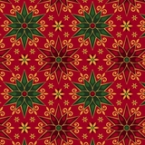Miracle in Bethlehem Geo Poinsettias on Red Fabric