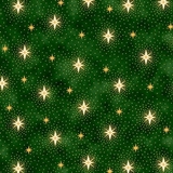 Miracle in Bethlehem Sparkling Stars on Green Fabric