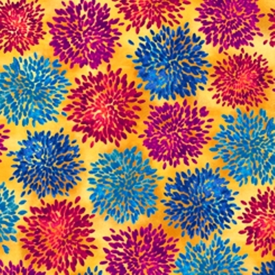 Mirage Multi Floral on Gold Fabric
