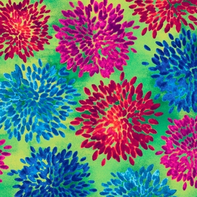 Mirage Multi Floral on Green Fabric