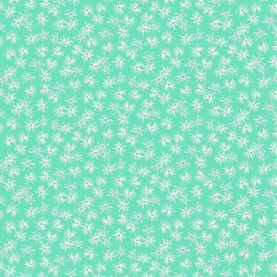 Mountain Meadow Star Flowers on Turquoise Fabric