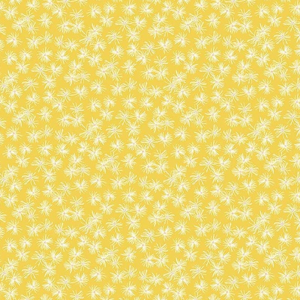 Mountain Meadow Star Flowers on Yellow Fabric 
