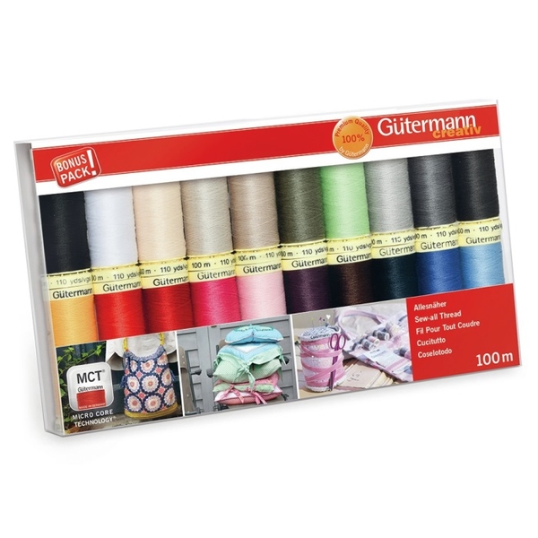 Multi Colours 100m Sew All Thread Set 20pk Sewing Thread