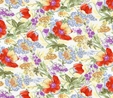 Multi Evelyns Tulips on Ivory Fabric 