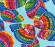 Multi Tie Dye Butterflies On Aqua Fabric Crafting