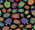 Multicolour Southwest Turtles on Black Fabric