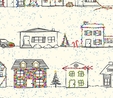 Naughty or Nice? Christmas Houses Ecru Fabric