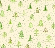 Naughty or Nice? Green Christmas Trees Ecru Fabric 