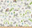 Naughty or Nice? Silly Christmas Scenic Ecru Fabric Fabric 3