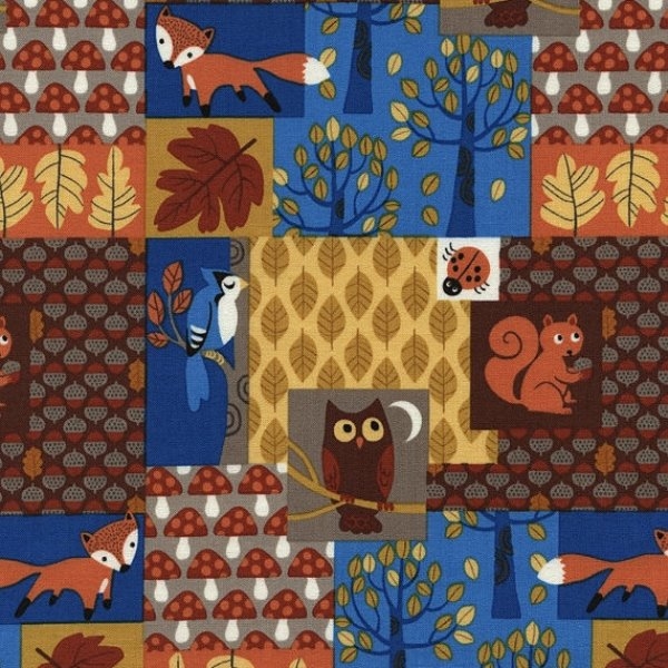Night Time Woodland Creatures Fabric 