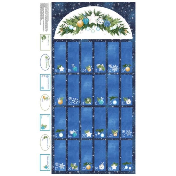 O Christmas Tree Calendar on Navy Fabric Panel 
