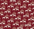 Oh What Fun Metallic Deer on Red Fabric 