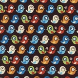 Organic Multi Birds on Brown Fabric