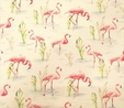 Pink Flamingos on Beige Fabric For Craft & Bag Making 