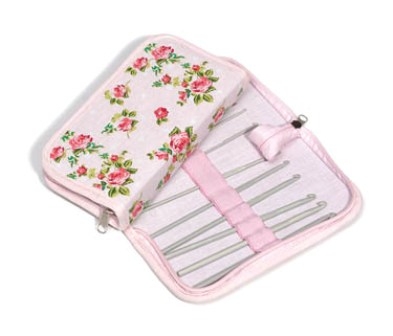 Pink Rose - Filled Crochet Hook Case (Clearance) Storage Organiser