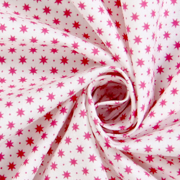 Pink Stars on White Fabric Cut