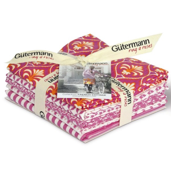 Pink & White French Cottage Fat Quarters, 5 Pack 