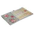 Pink & Yellow Floral on Grey Bamboo Knitting Pin Set Filled Knitting & Crochet