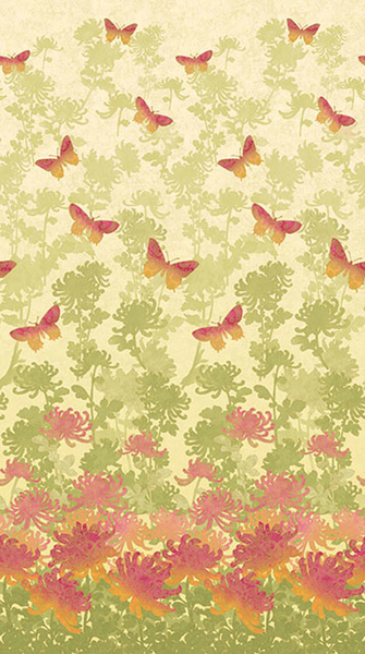 Radiance Floral & Butterflies Pink Fabric 