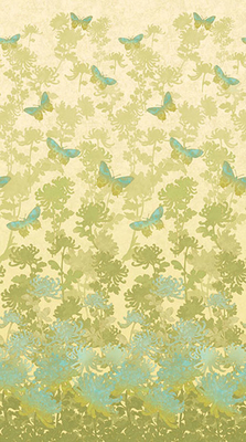 Radiance Floral & Butterflies Turquoise Fabric