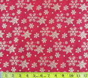 Red & Gold Snowflakes Fabric