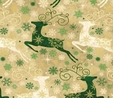 Reindeer Prance Gold & Green Fabric  2