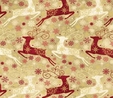 Reindeer Prance Gold & Red Fabric  2