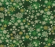 Reindeer Prance Green Snowflakes Fabric 