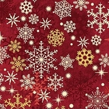 Reindeer Prance Red Snowflakes Fabric